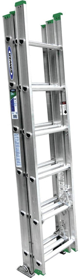 Werner D1216-3 Extension Ladder, 15 ft H Reach, 225 lb, Aluminum